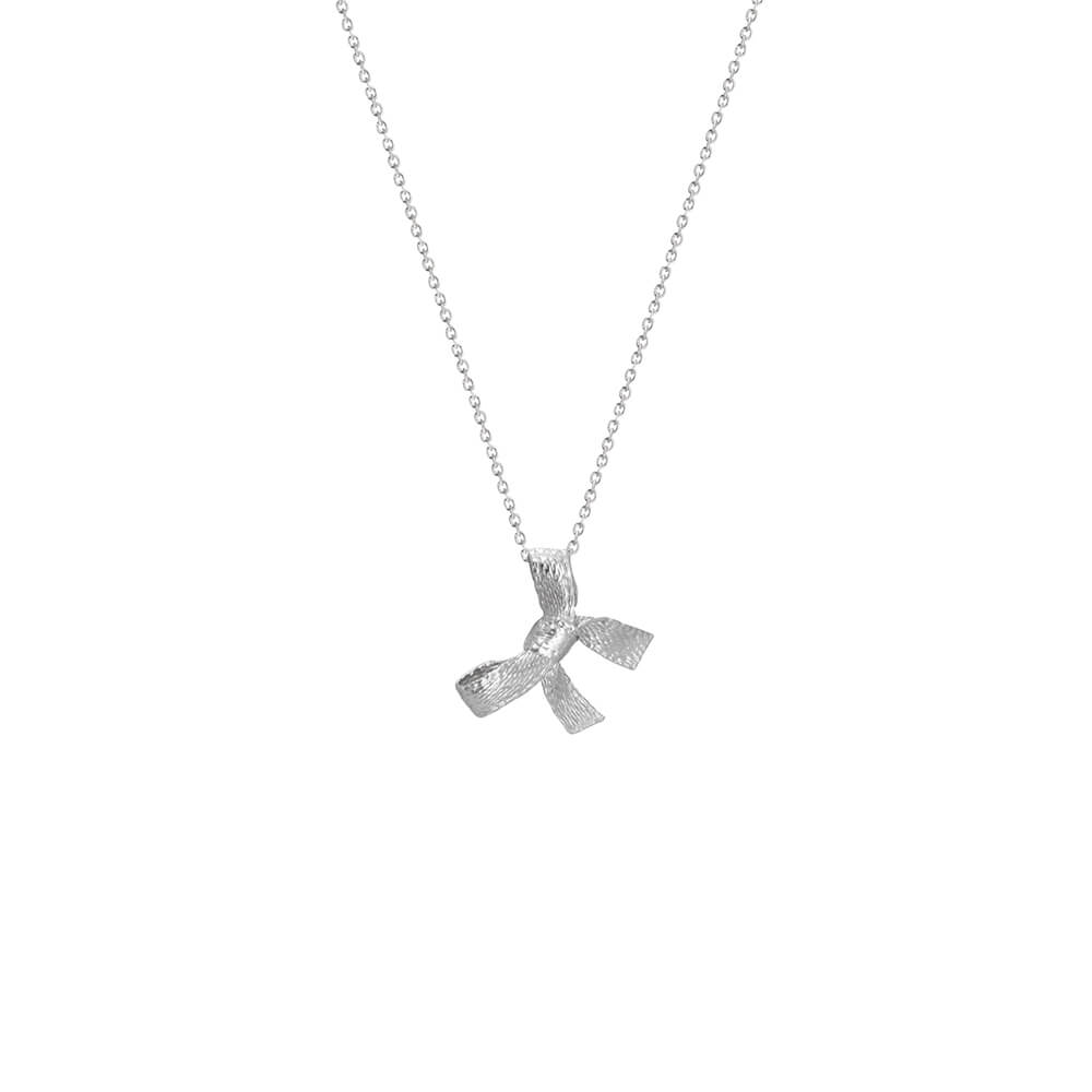 Bow pendant on a necklace called Faith, both sterling silver