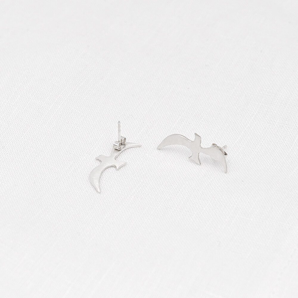 Two little silver earrings, minimalistic and handmade