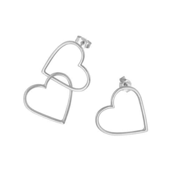 Handmade silver earrings heart shaped